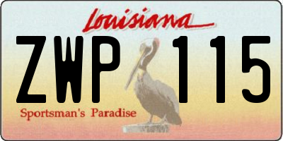 LA license plate ZWP115