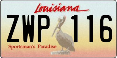 LA license plate ZWP116