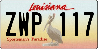 LA license plate ZWP117