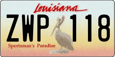 LA license plate ZWP118