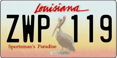 LA license plate ZWP119