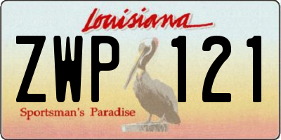 LA license plate ZWP121