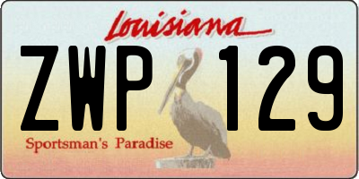 LA license plate ZWP129