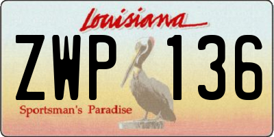 LA license plate ZWP136