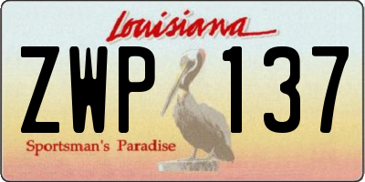 LA license plate ZWP137