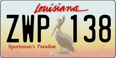 LA license plate ZWP138