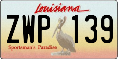 LA license plate ZWP139