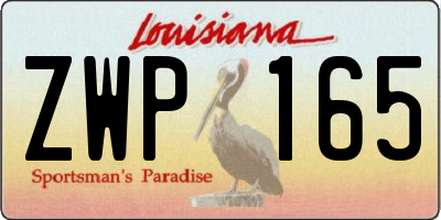 LA license plate ZWP165