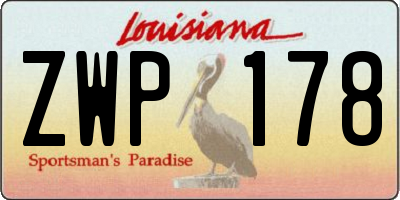 LA license plate ZWP178