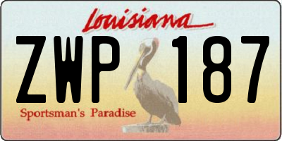 LA license plate ZWP187