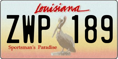 LA license plate ZWP189