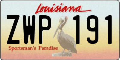 LA license plate ZWP191