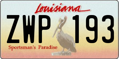 LA license plate ZWP193