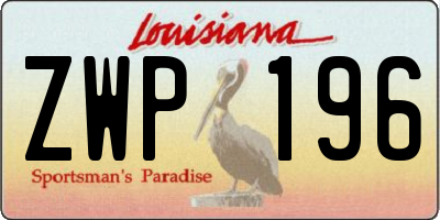 LA license plate ZWP196