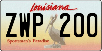 LA license plate ZWP200