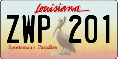 LA license plate ZWP201