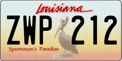 LA license plate ZWP212