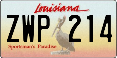 LA license plate ZWP214