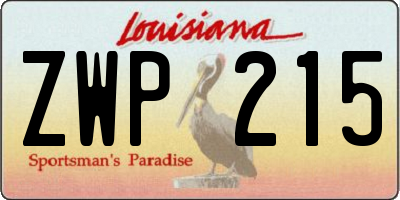 LA license plate ZWP215