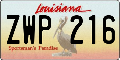 LA license plate ZWP216