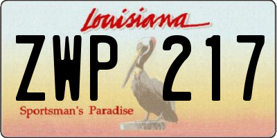 LA license plate ZWP217