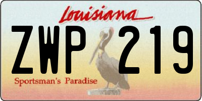 LA license plate ZWP219