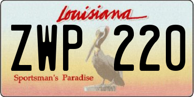 LA license plate ZWP220