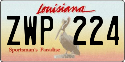 LA license plate ZWP224