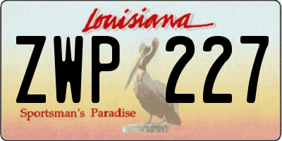 LA license plate ZWP227