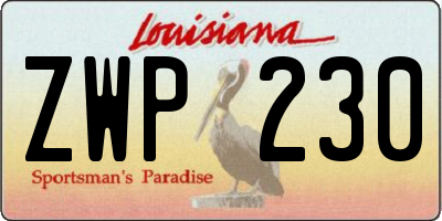 LA license plate ZWP230