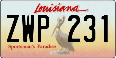 LA license plate ZWP231