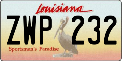 LA license plate ZWP232