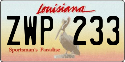 LA license plate ZWP233