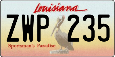 LA license plate ZWP235