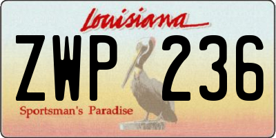 LA license plate ZWP236