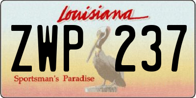 LA license plate ZWP237