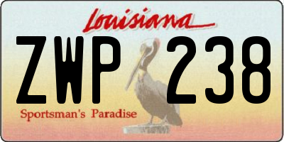 LA license plate ZWP238