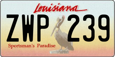 LA license plate ZWP239