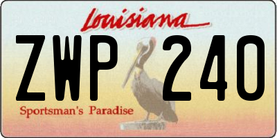 LA license plate ZWP240