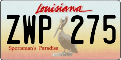 LA license plate ZWP275