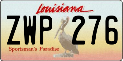 LA license plate ZWP276