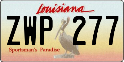 LA license plate ZWP277