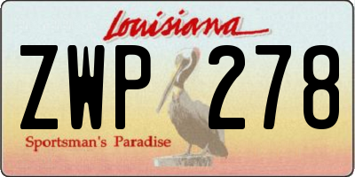 LA license plate ZWP278