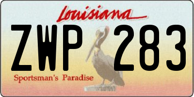 LA license plate ZWP283