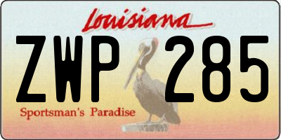 LA license plate ZWP285