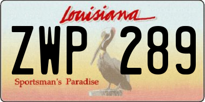 LA license plate ZWP289