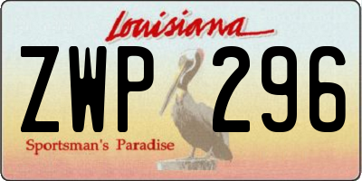 LA license plate ZWP296