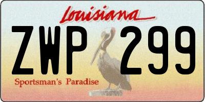 LA license plate ZWP299