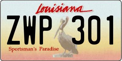 LA license plate ZWP301