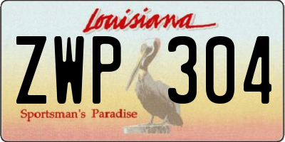 LA license plate ZWP304